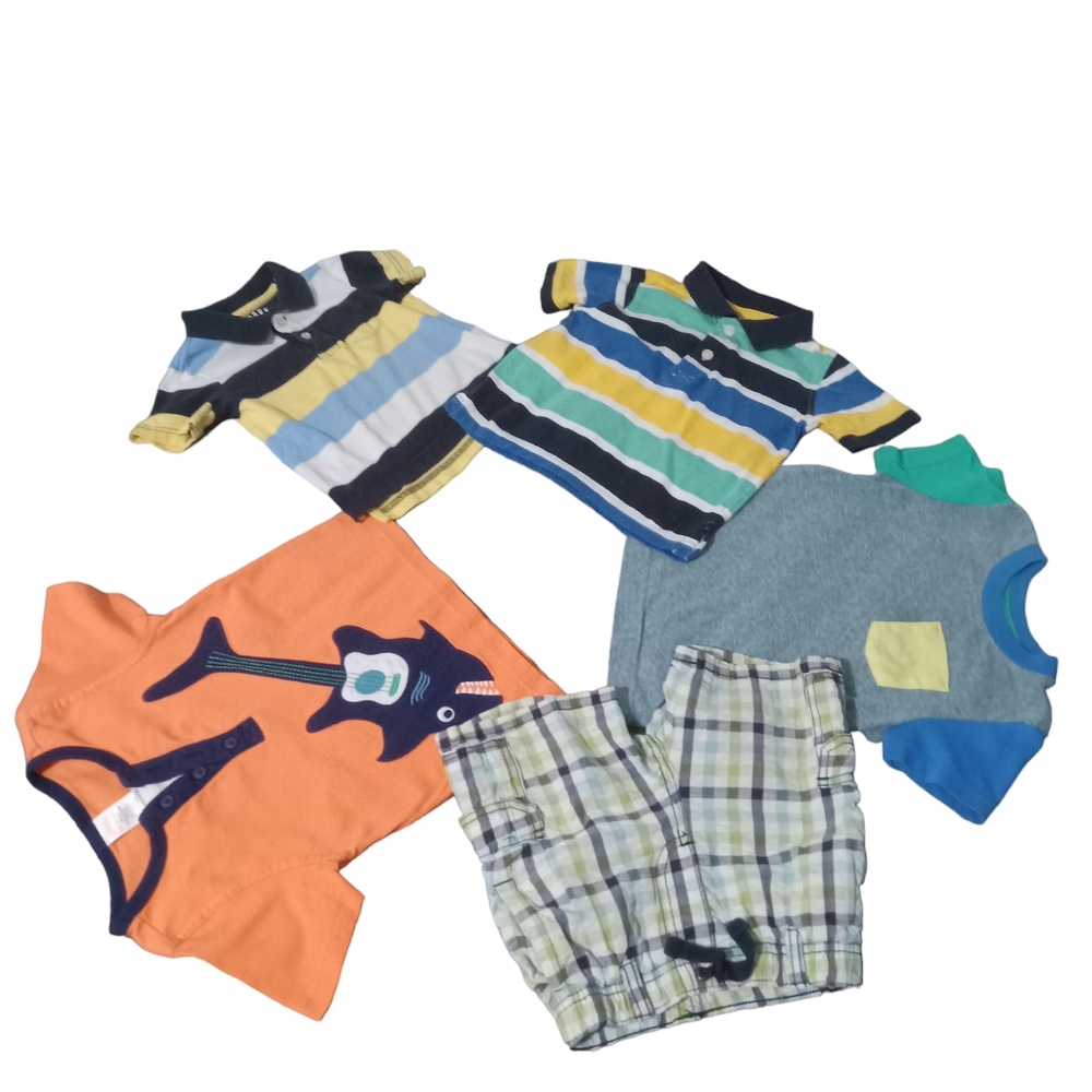 Lot of 5 piece Baby boy kid bundle top shirts baby toddler size 6- 9m Up